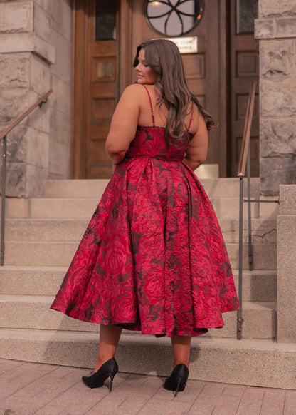 chic size inclusive model wearing JessaKae Kelly Dress