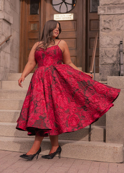 chic size inclusive model wearing JessaKae Kelly Dress