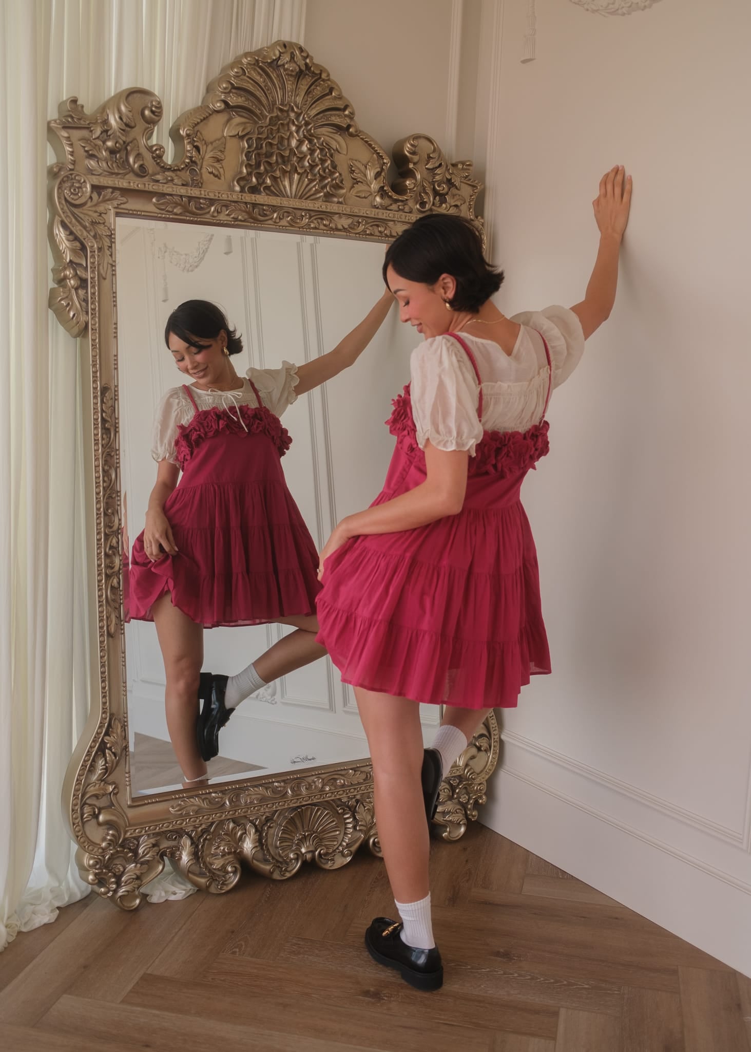 chic size inclusive model wearing JessaKae Kia Dress