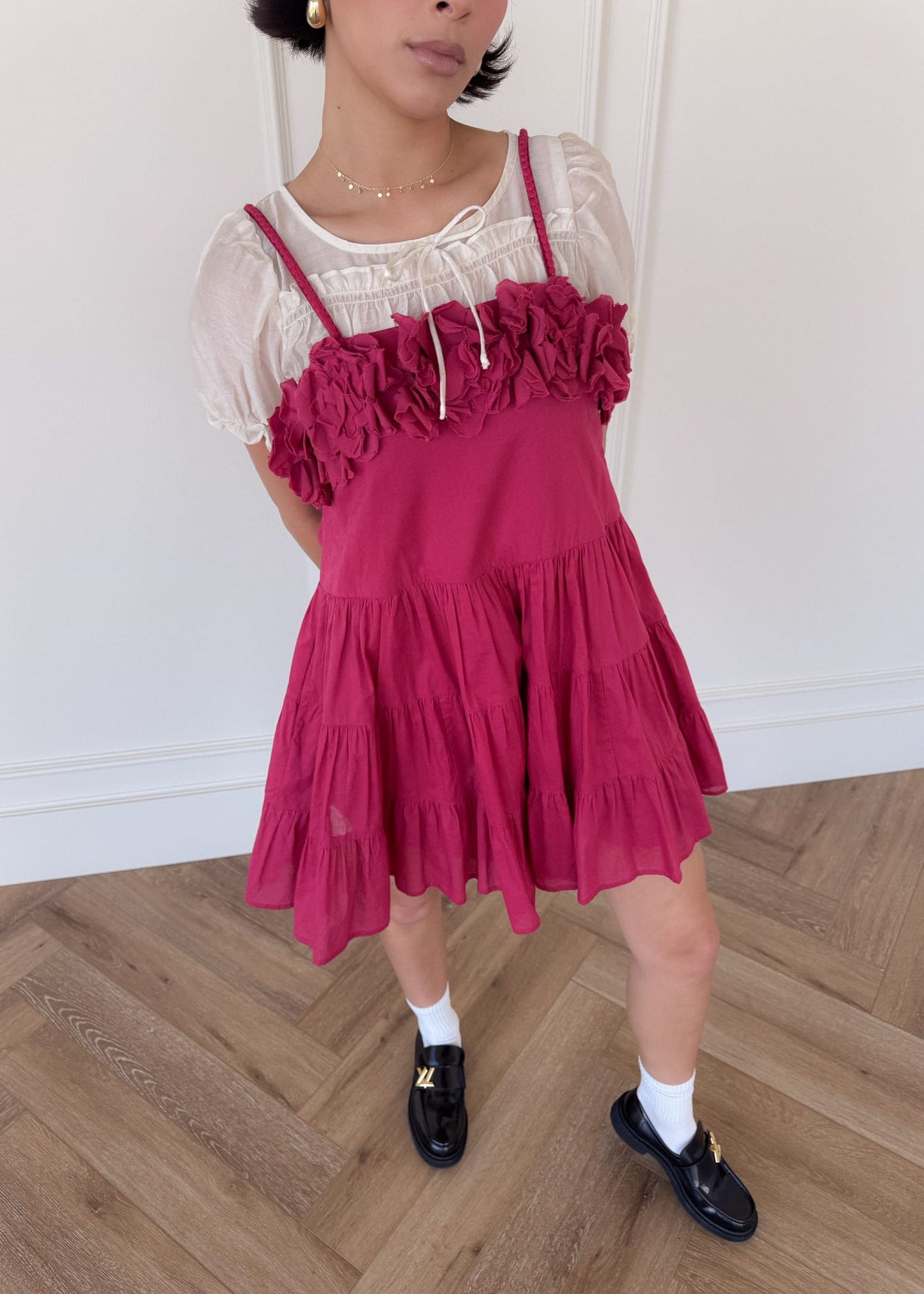 chic size inclusive model wearing JessaKae Kia Dress