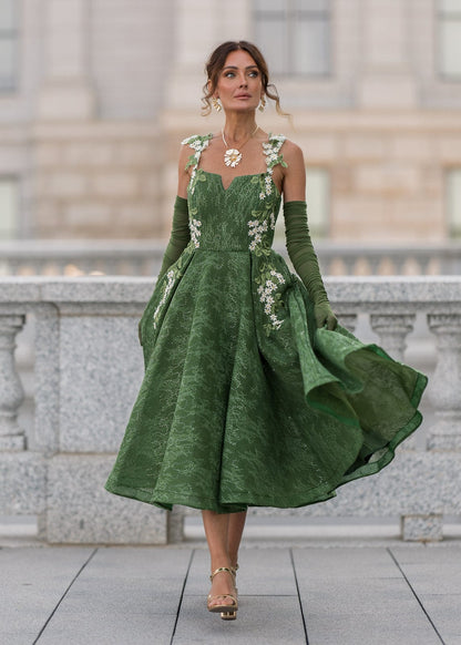 chic size inclusive model wearing JessaKae Lily Petal Dress