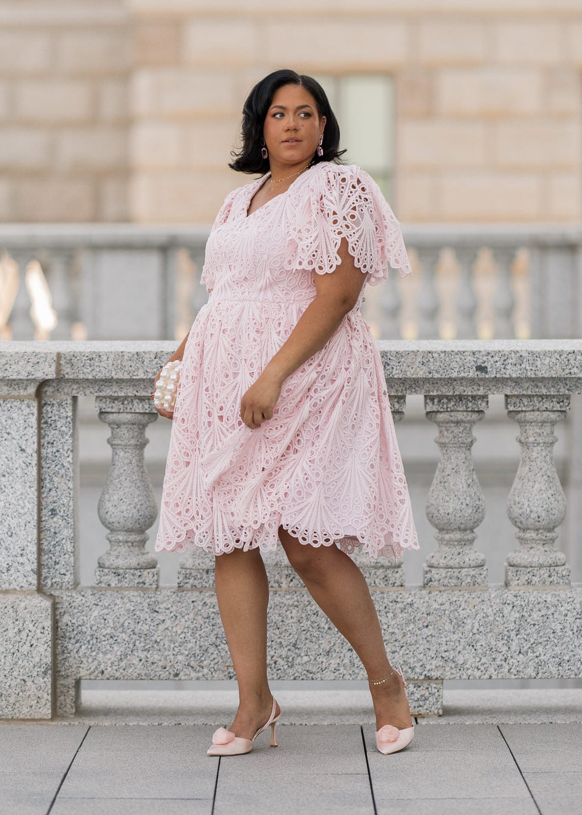 chic size inclusive model wearing JessaKae Linda Dress
