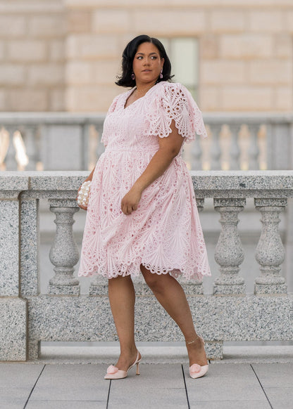chic size inclusive model wearing JessaKae Linda Dress