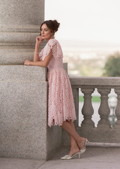 chic size inclusive model wearing JessaKae Linda Dress