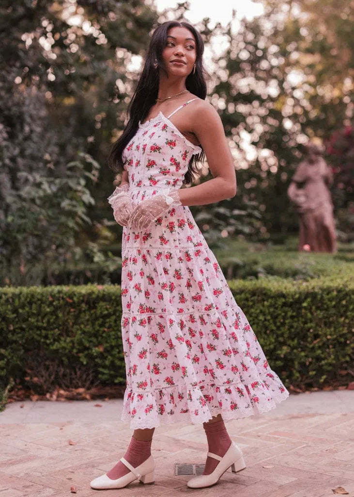 white dress red floral Madeline Dress | Occasion Dress in Sizes XXS–6X