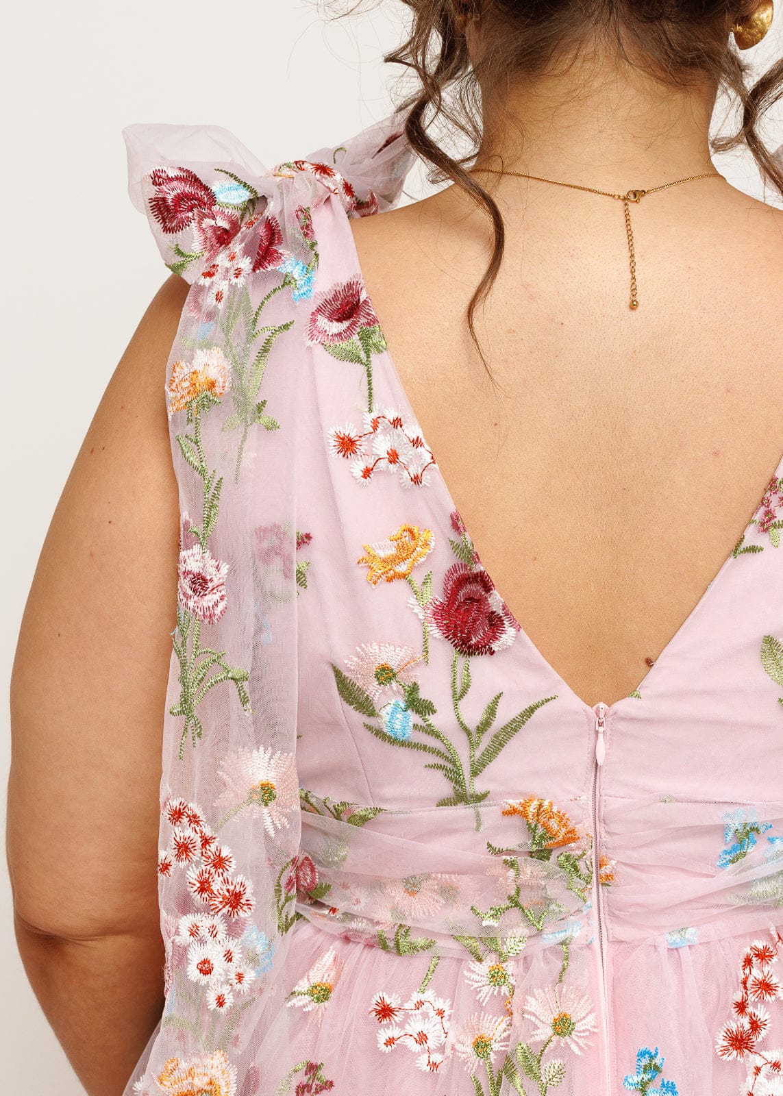 Margaret Floral Embroidered Midi Dress Pink | Occasion Dress in