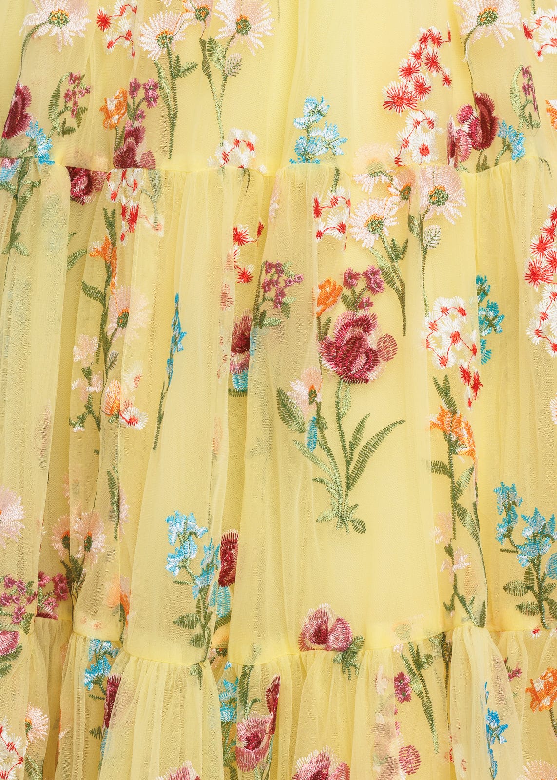 chic size inclusive model wearing JessaKae Margaret Floral Embroidered Midi Dress Yellow Dresses