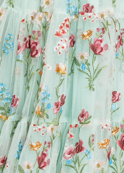 chic size inclusive model wearing JessaKae Margaret Floral Midi Dress Green Dresses