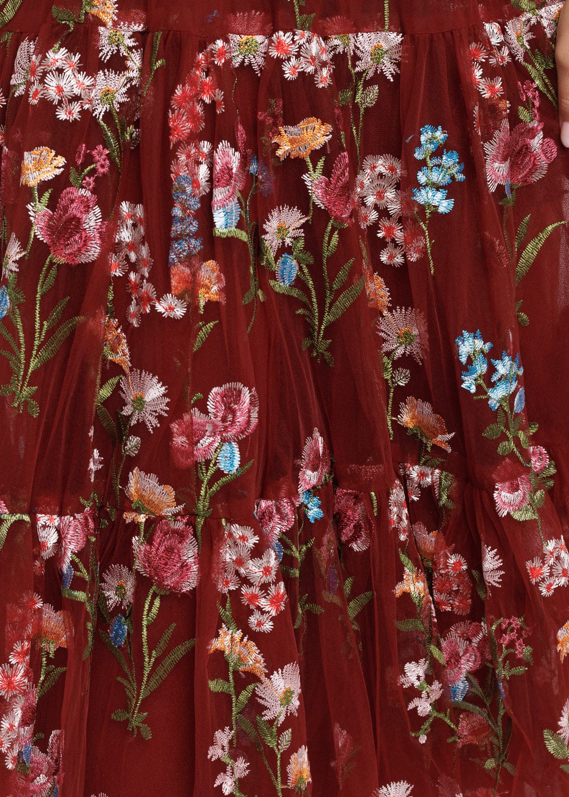 chic size inclusive model wearing JessaKae Margaret Floral Midi Dress Red Dresses