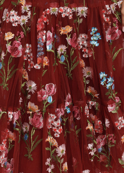 chic size inclusive model wearing JessaKae Margaret Floral Midi Dress Red Dresses