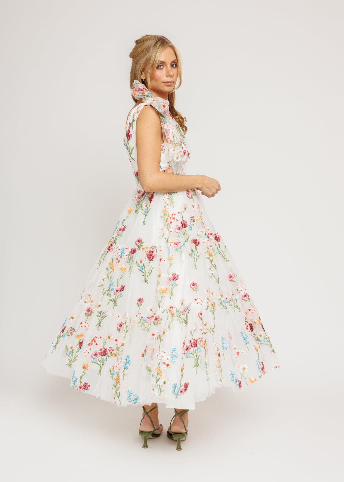 Margaret Floral Midi Dress White | Occasion Dress in Sizes XXS6X | JessaKae Margaret Floral Midi Dress White | Occasion Dress in Sizes XXS6X | JessaKae
