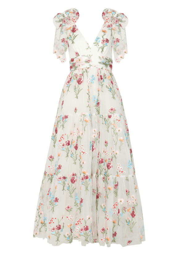 Margaret Maxi Dress - White Floral