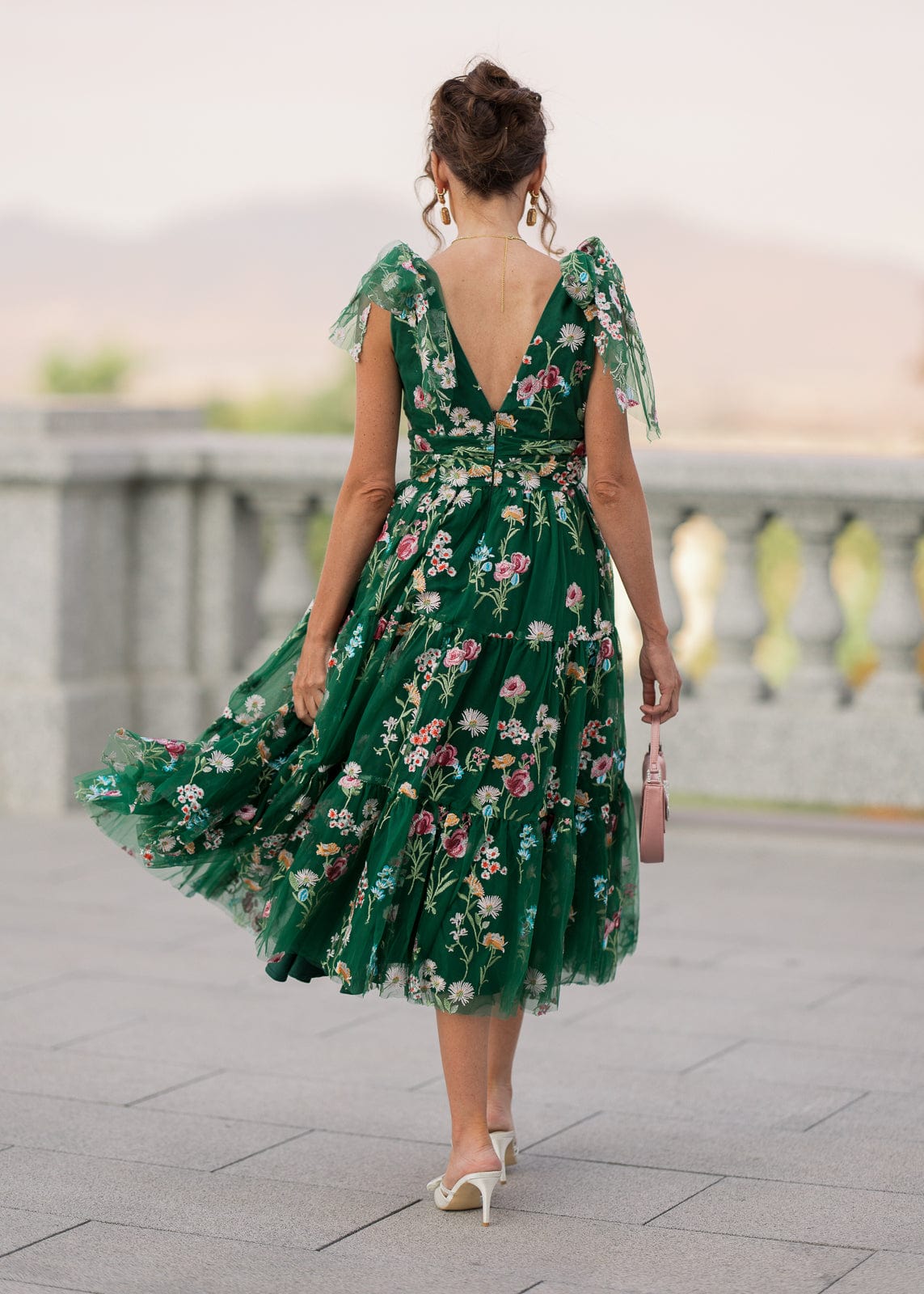 Margaret Floral Midi Dress Emerald JessaKae