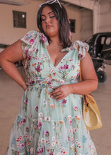 chic size inclusive model wearing JessaKae Margaret Midi Dress Dresses_Celadon Green / XXL Dresses
