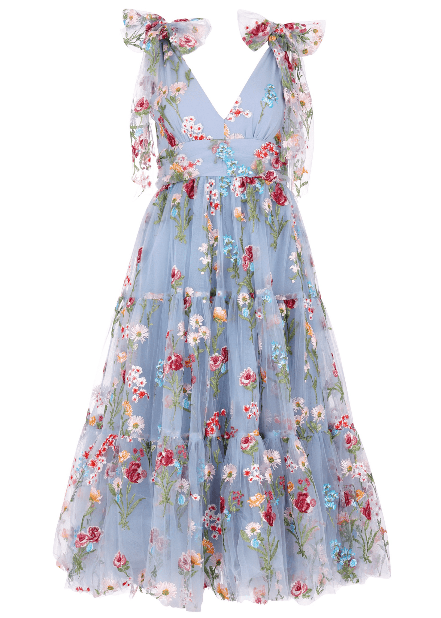 chic size inclusive model wearing JessaKae Margaret Midi Dress Dresses_Blue Floral 