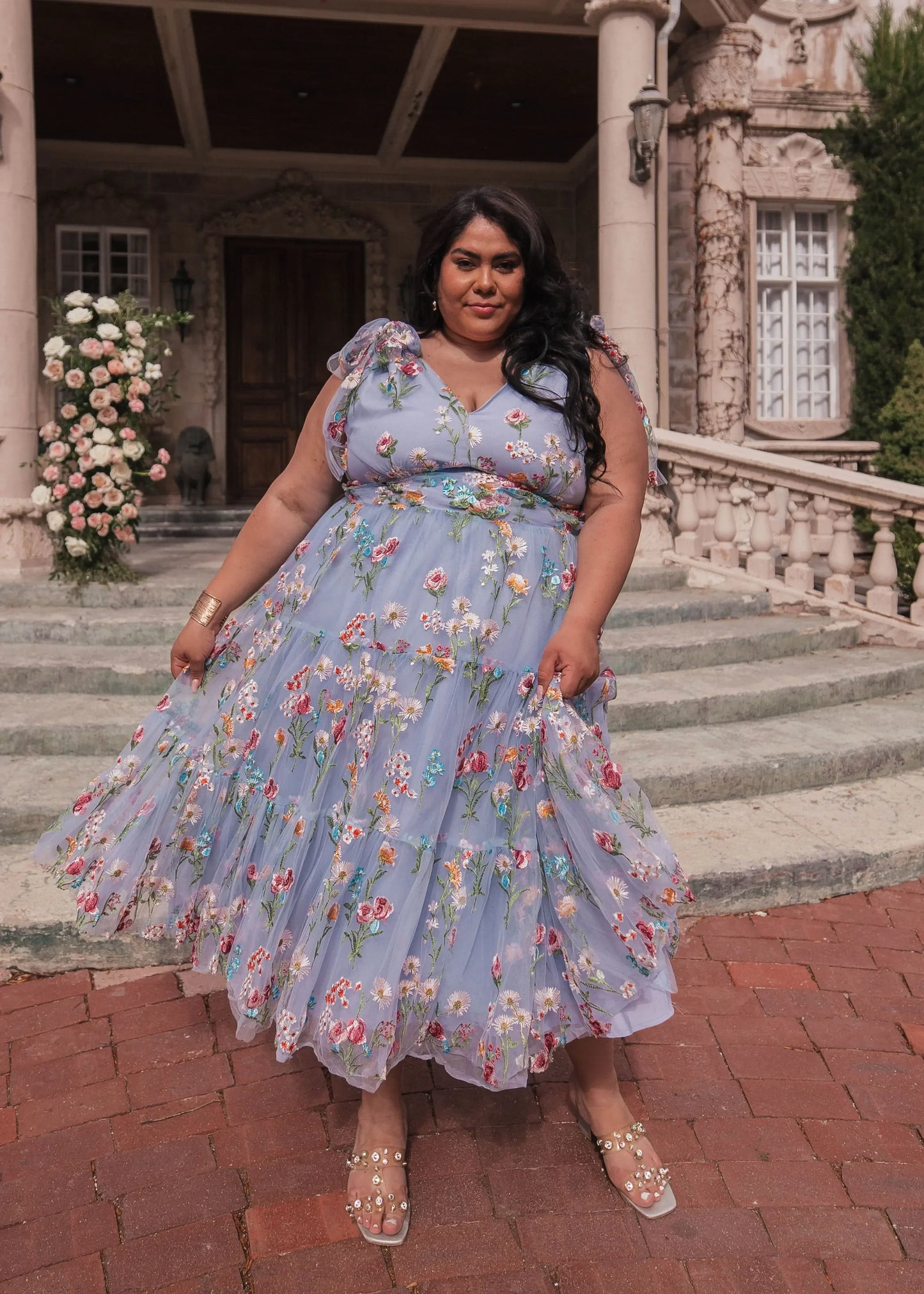 Margaret Floral Midi Dress Blue | Occasion Dress in Sizes XXS6X | JessaKae Margaret Floral Midi Dress Blue | Occasion Dress in Sizes XXS6X | JessaKae
