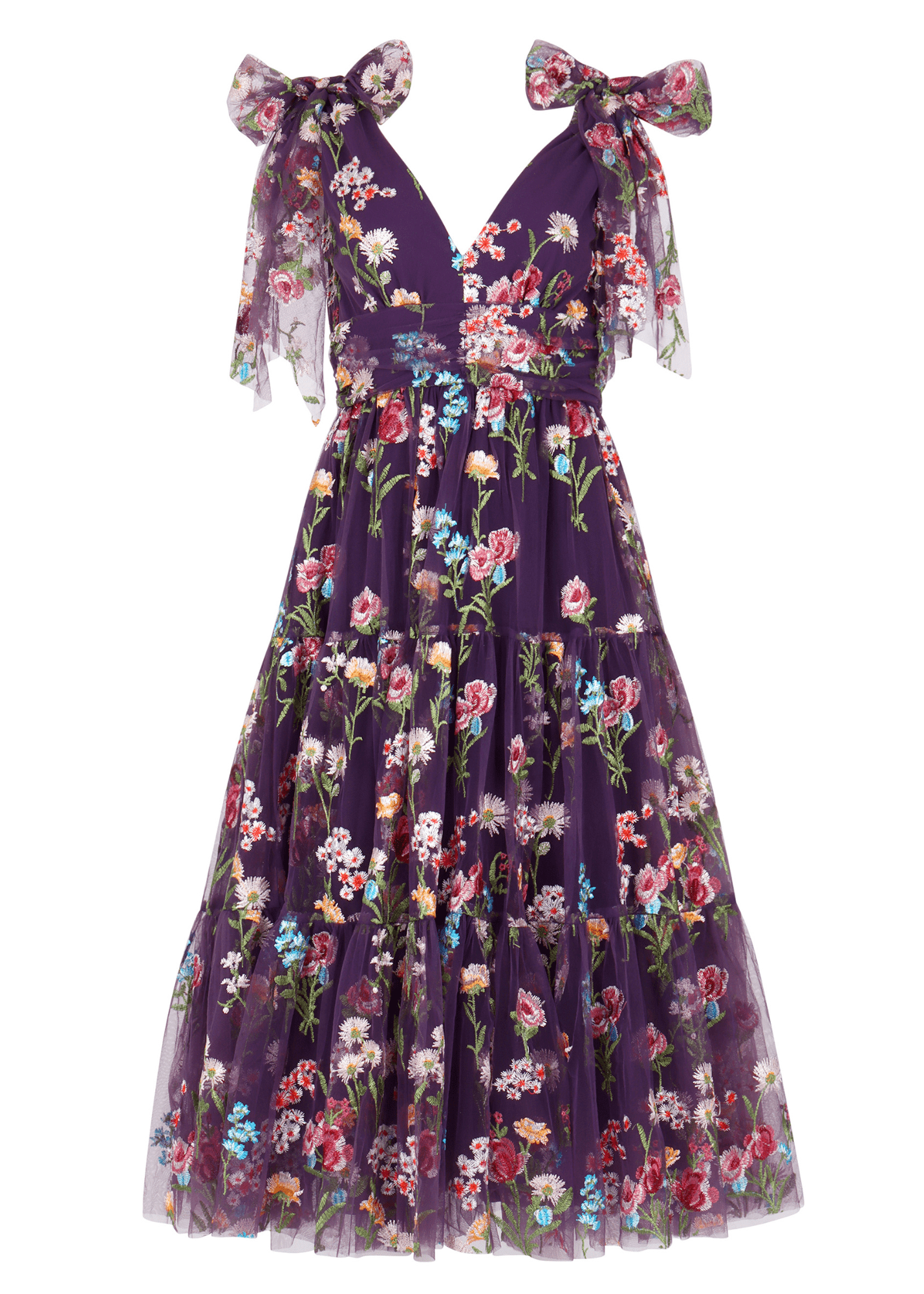 chic size inclusive model wearing JessaKae Margaret Midi Dress Dresses_Purple Floral