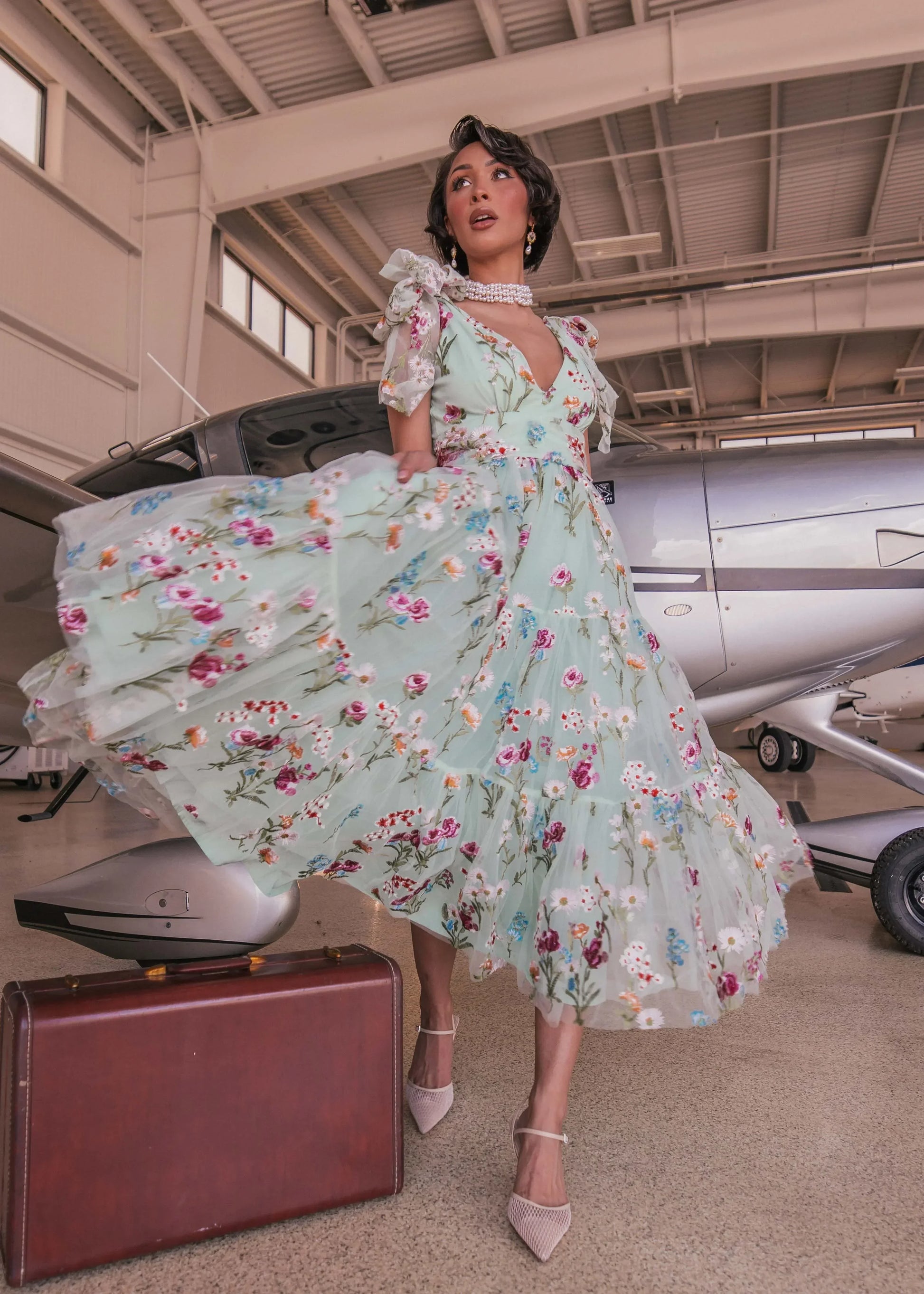 Margaret Floral Midi Dress Green | Occasion Dress in Sizes XXS6X | JessaKae Margaret Floral Midi Dress Green | Occasion Dress in Sizes XXS6X | JessaKae