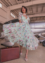 chic size inclusive model wearing JessaKae Margaret Midi Dress_Celadon Green / XXS Dresses
