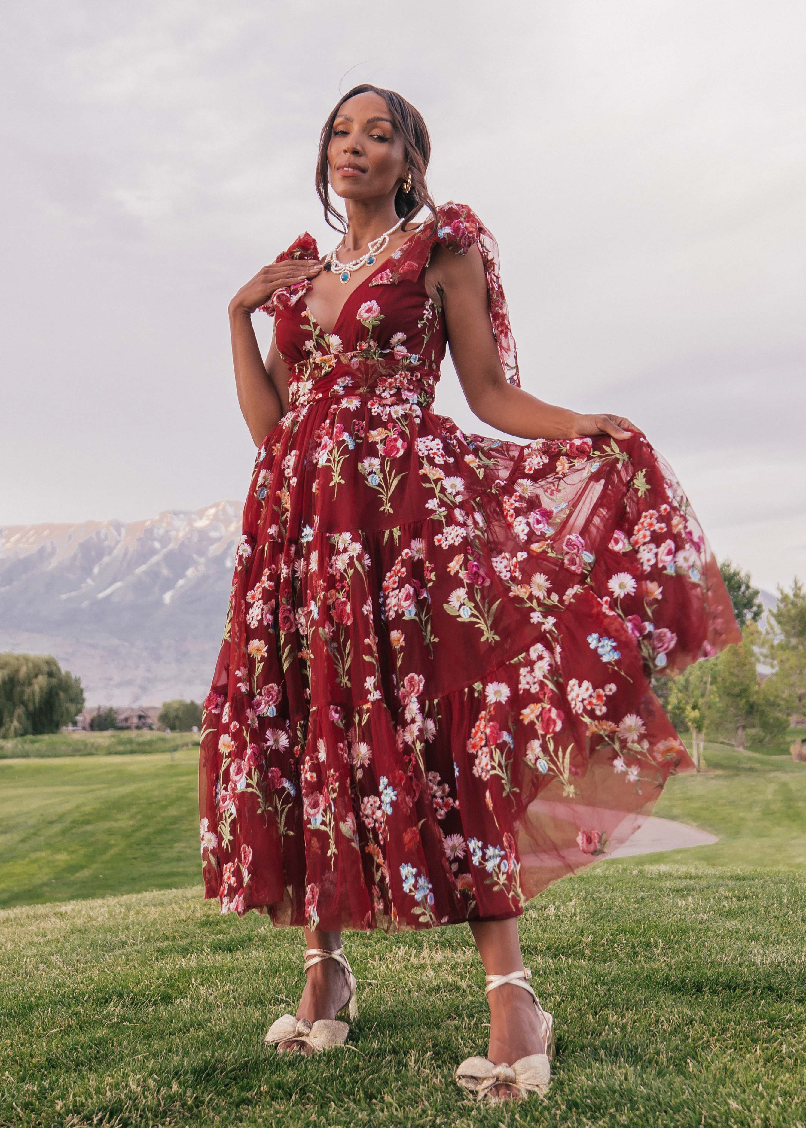 Margaret Midi Dress - Red Dahlia