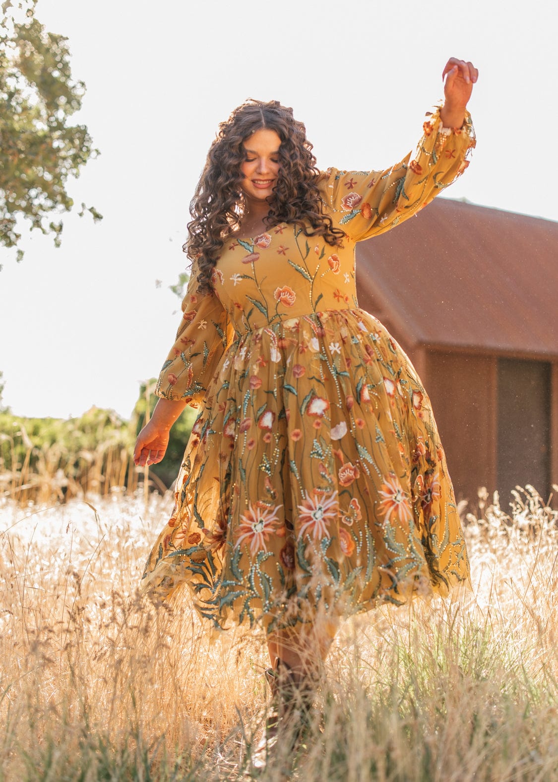 chic size inclusive model wearing JessaKae Marigold Dress Dresses Dress_Marigold / XL