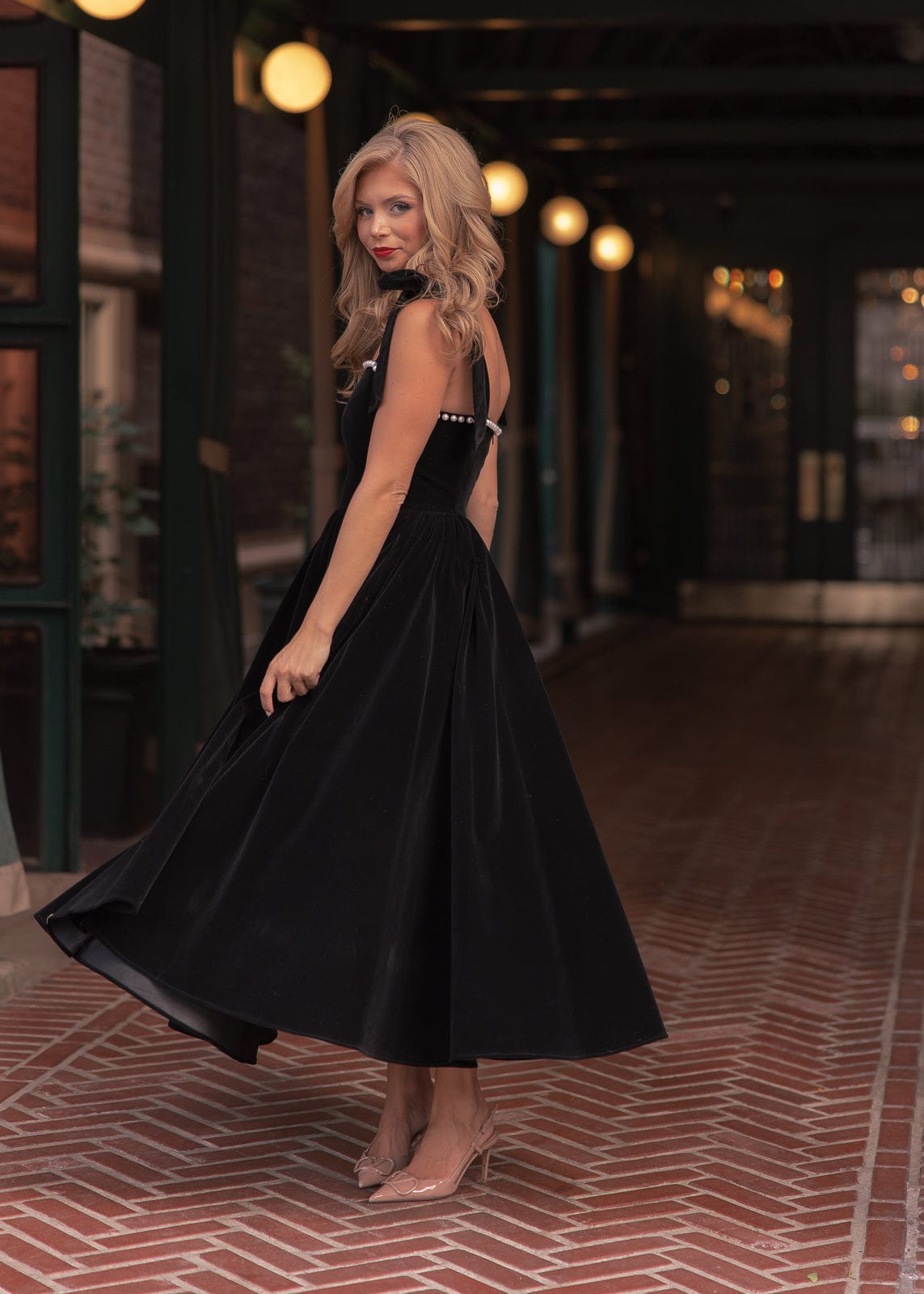 chic size inclusive model wearing JessaKae Mary Dress