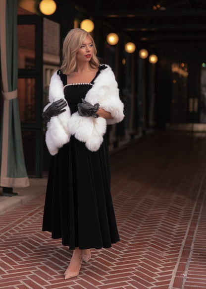 chic size inclusive model wearing JessaKae Mary Dress