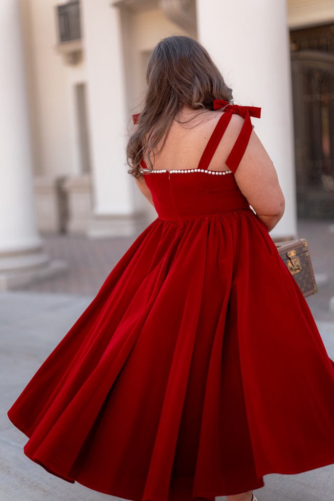 Mary Dress - Cranberry Velvet