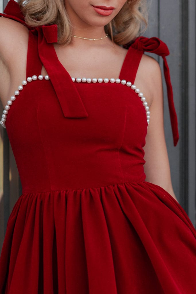 Mary Dress - Cranberry Velvet