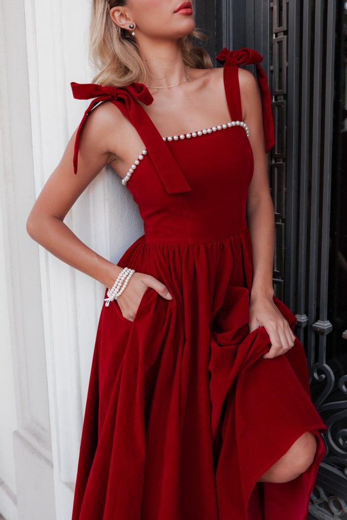 Mary Dress - Cranberry Velvet