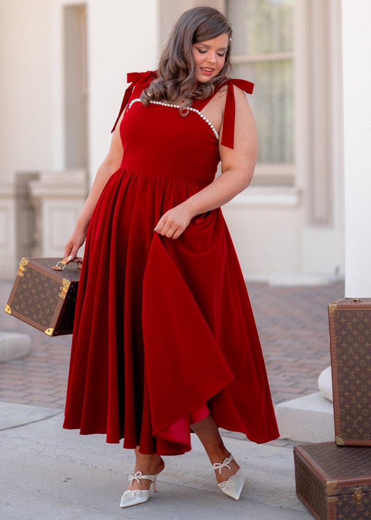 Mary Dress - Cranberry Velvet