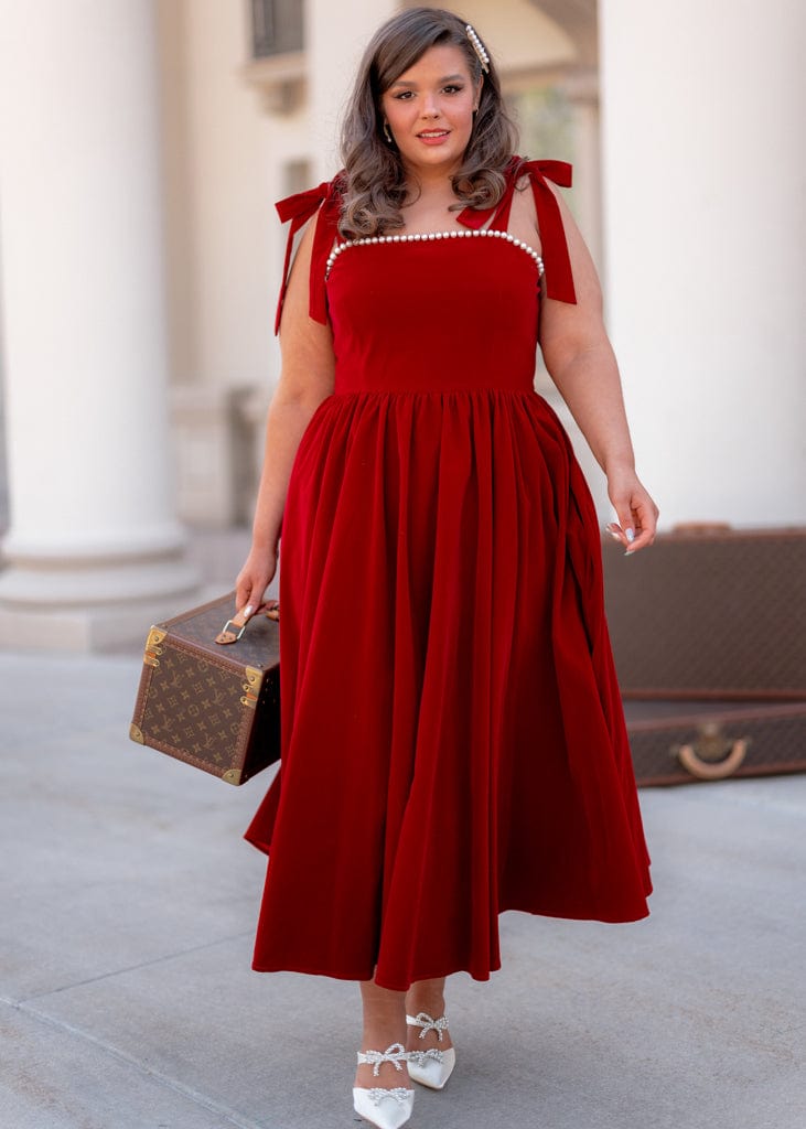 Mary Dress - Cranberry Velvet