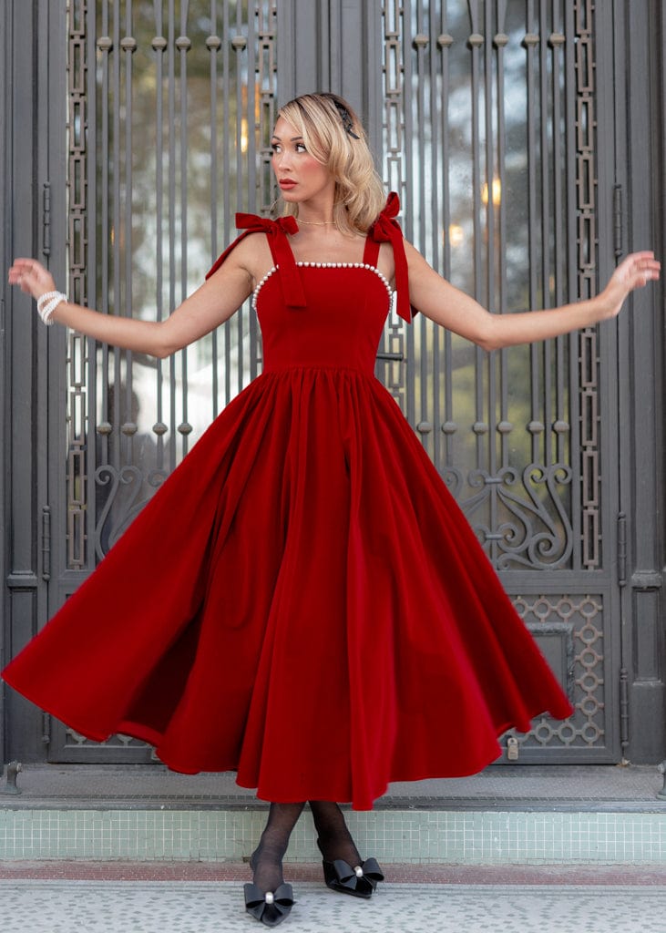 Mary Dress - Cranberry Velvet