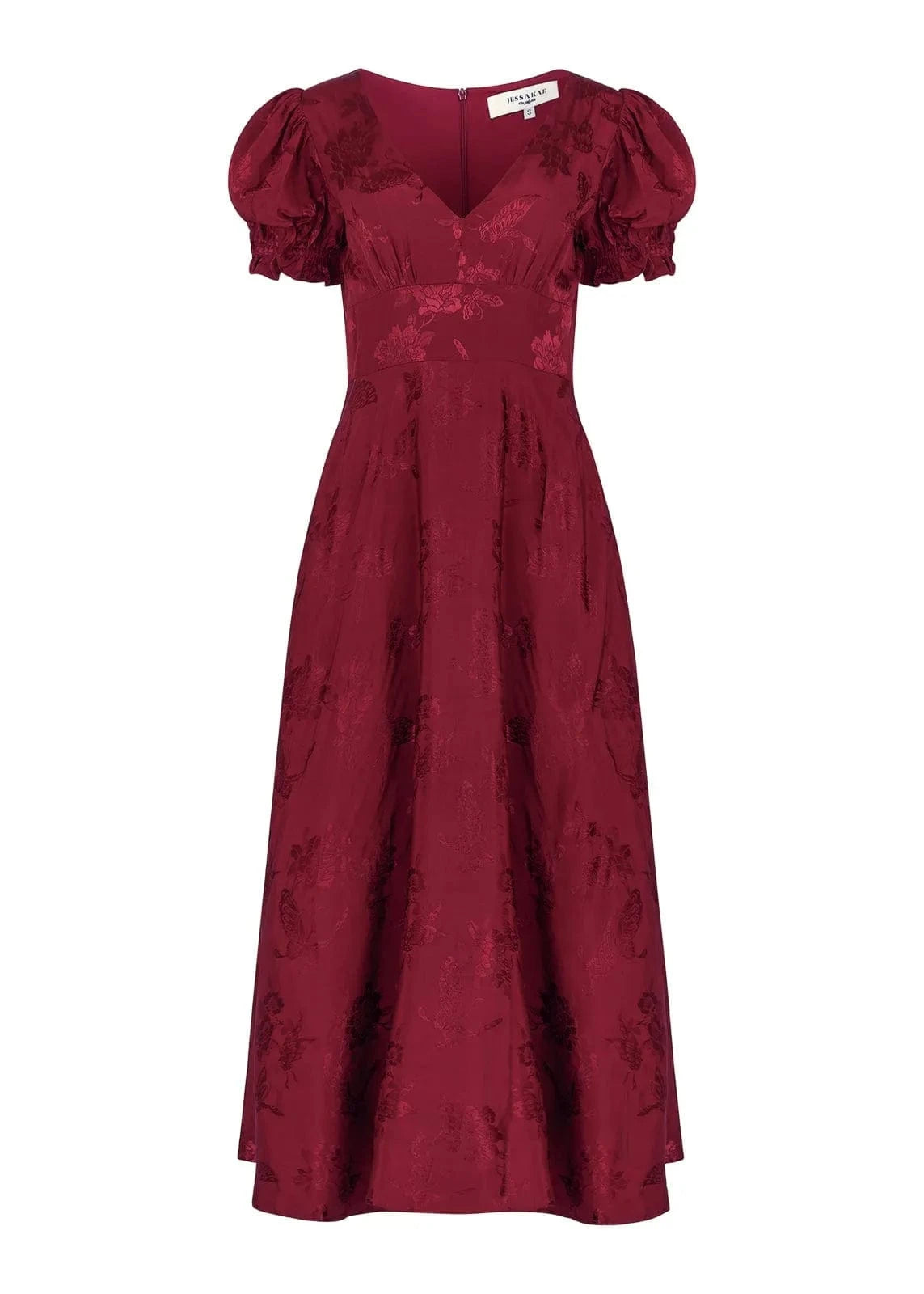 chic size inclusive model wearing JessaKae Mila Satin Midi Dress - Burgundy Dresses