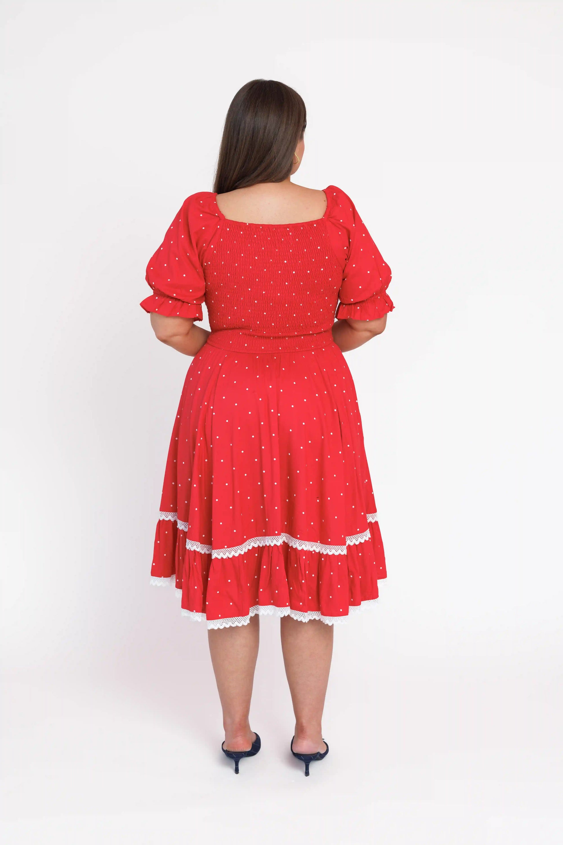 minnie dress for women Red Polka Dot Puff Sleeve Dress | Occasion Dress in Sizes XXS–6X