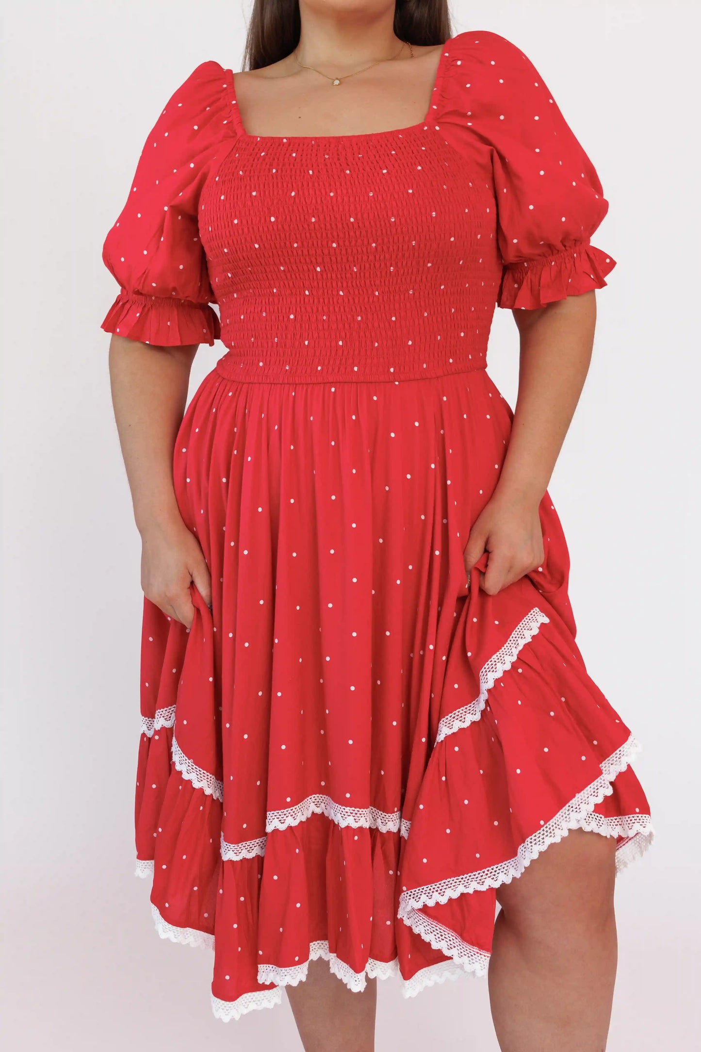 chic size inclusive model wearing JessaKae Minnie Dress Dresses