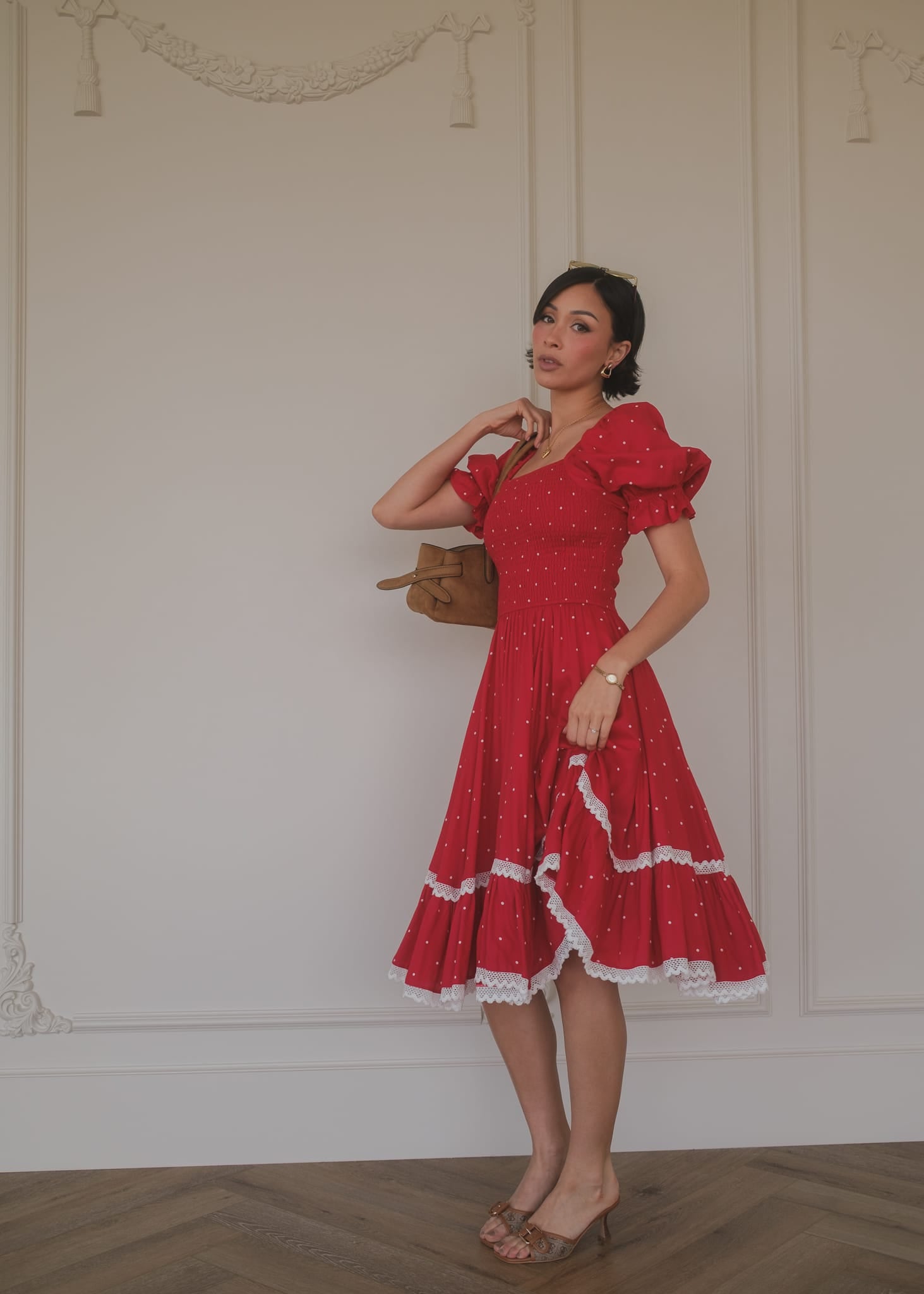 Red Polka Dot Puff Sleeve Dress | Occasion Dress in Sizes XXS–6X