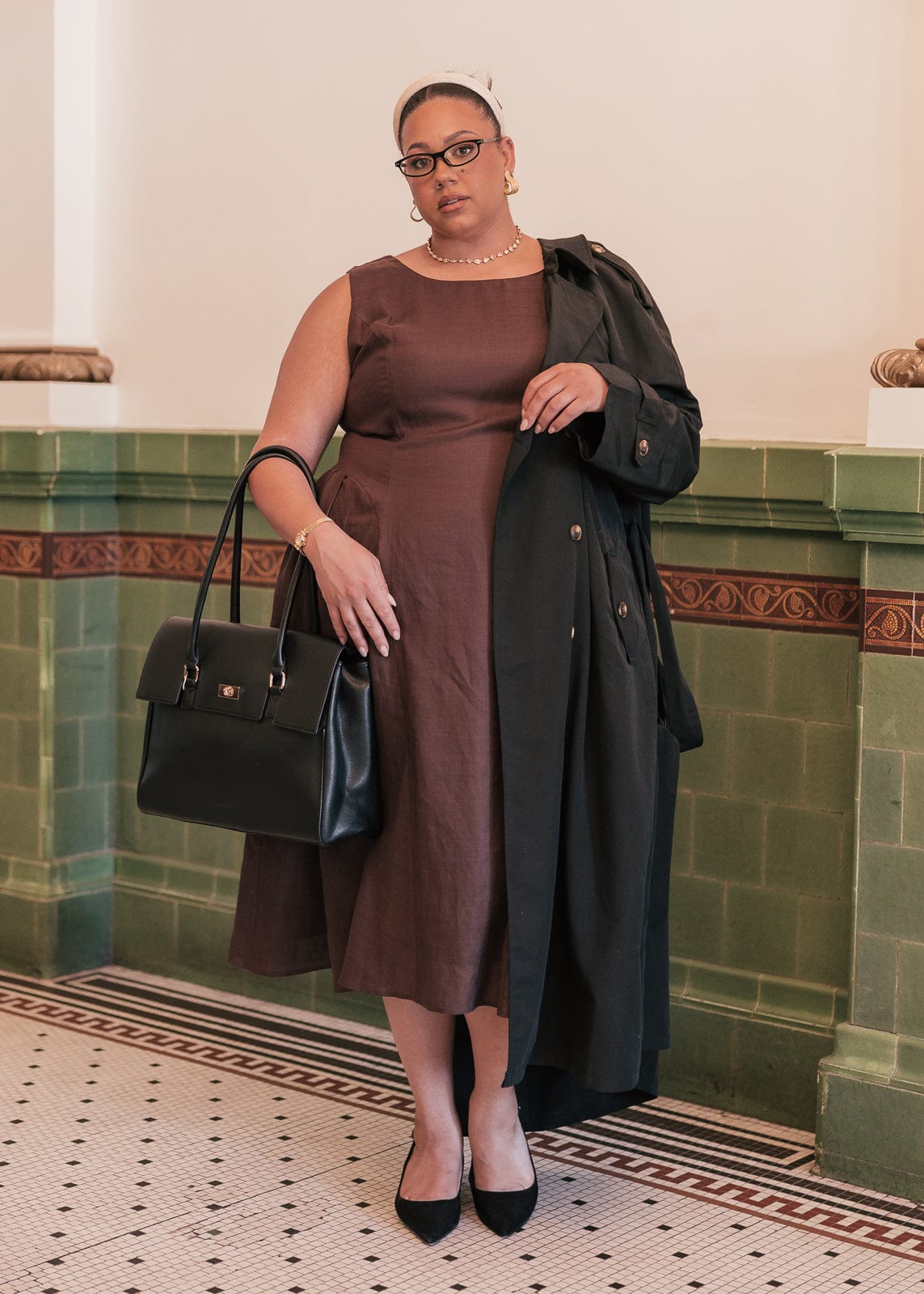 chic size inclusive model wearing JessaKae Miranda Dress