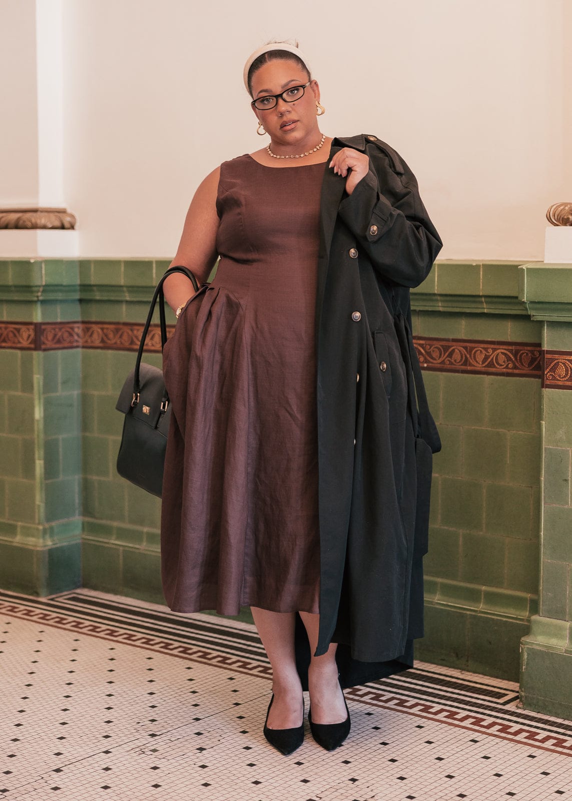 chic size inclusive model wearing JessaKae Miranda Dress