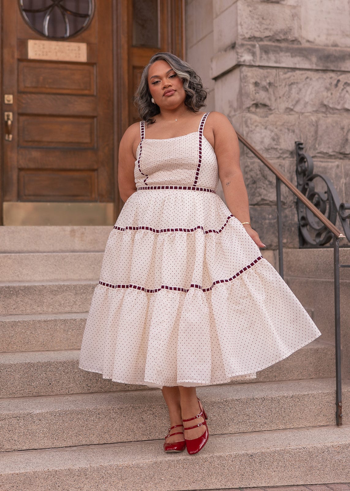 chic size inclusive model wearing JessaKae Monroe Dress