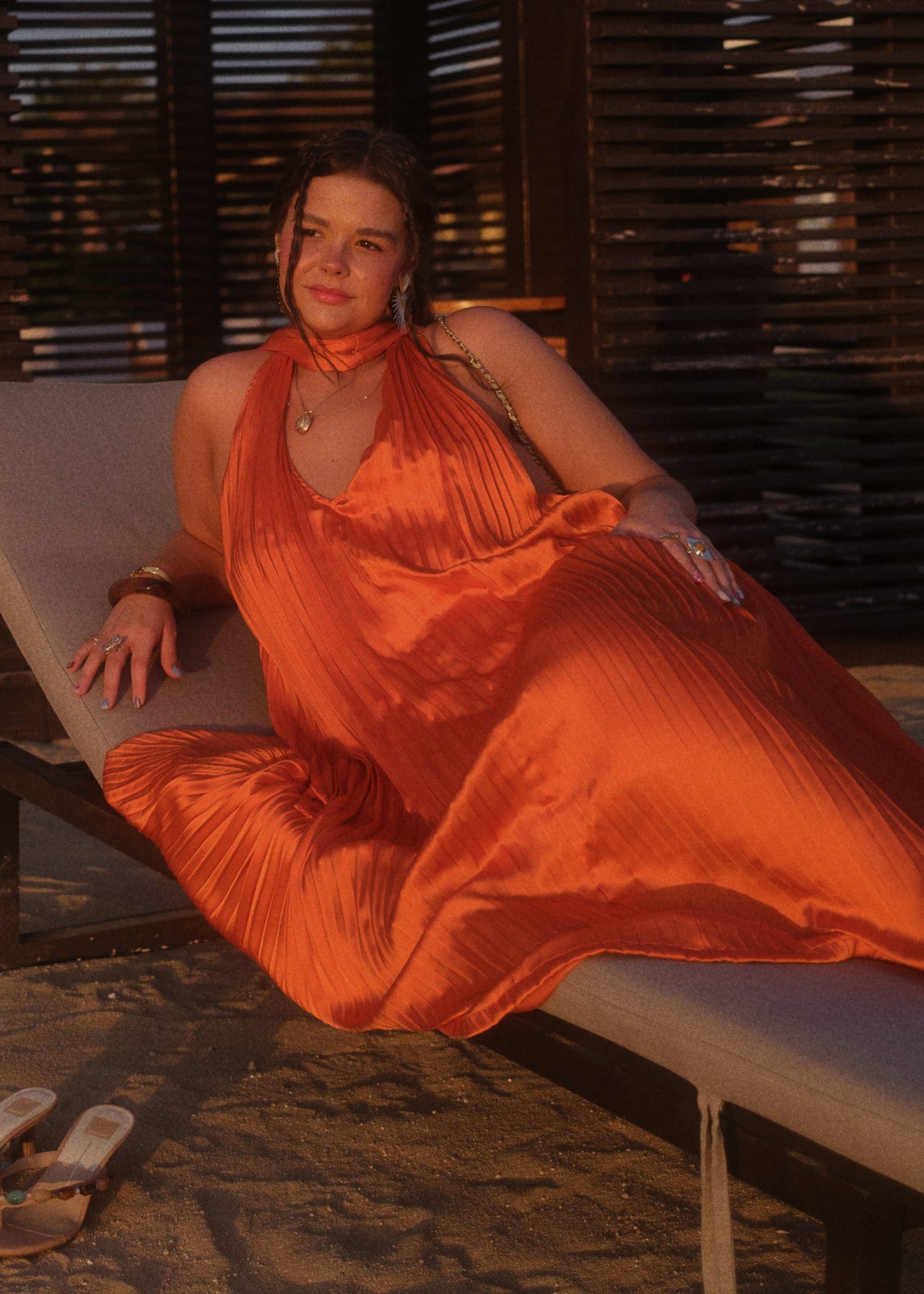 chic size inclusive model wearing JessaKae Nalania Dress