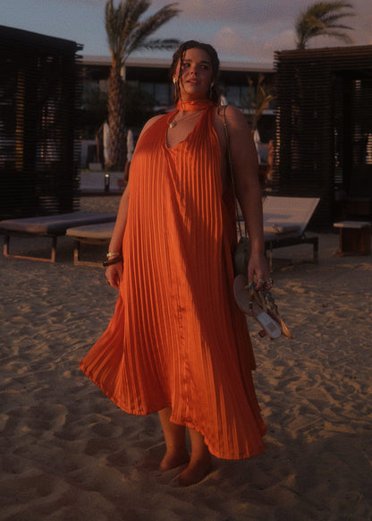 chic size inclusive model wearing JessaKae Nalania Dress