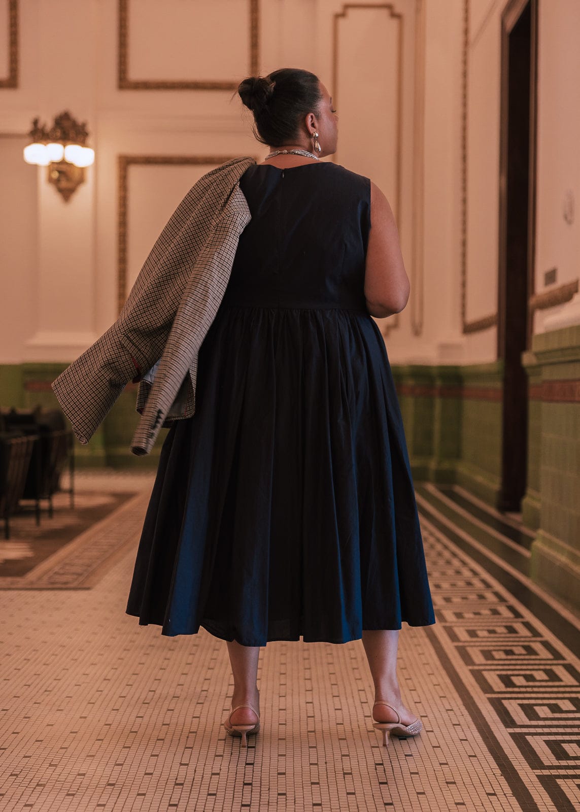 chic size inclusive model wearing JessaKae Nantucket Grove Dress