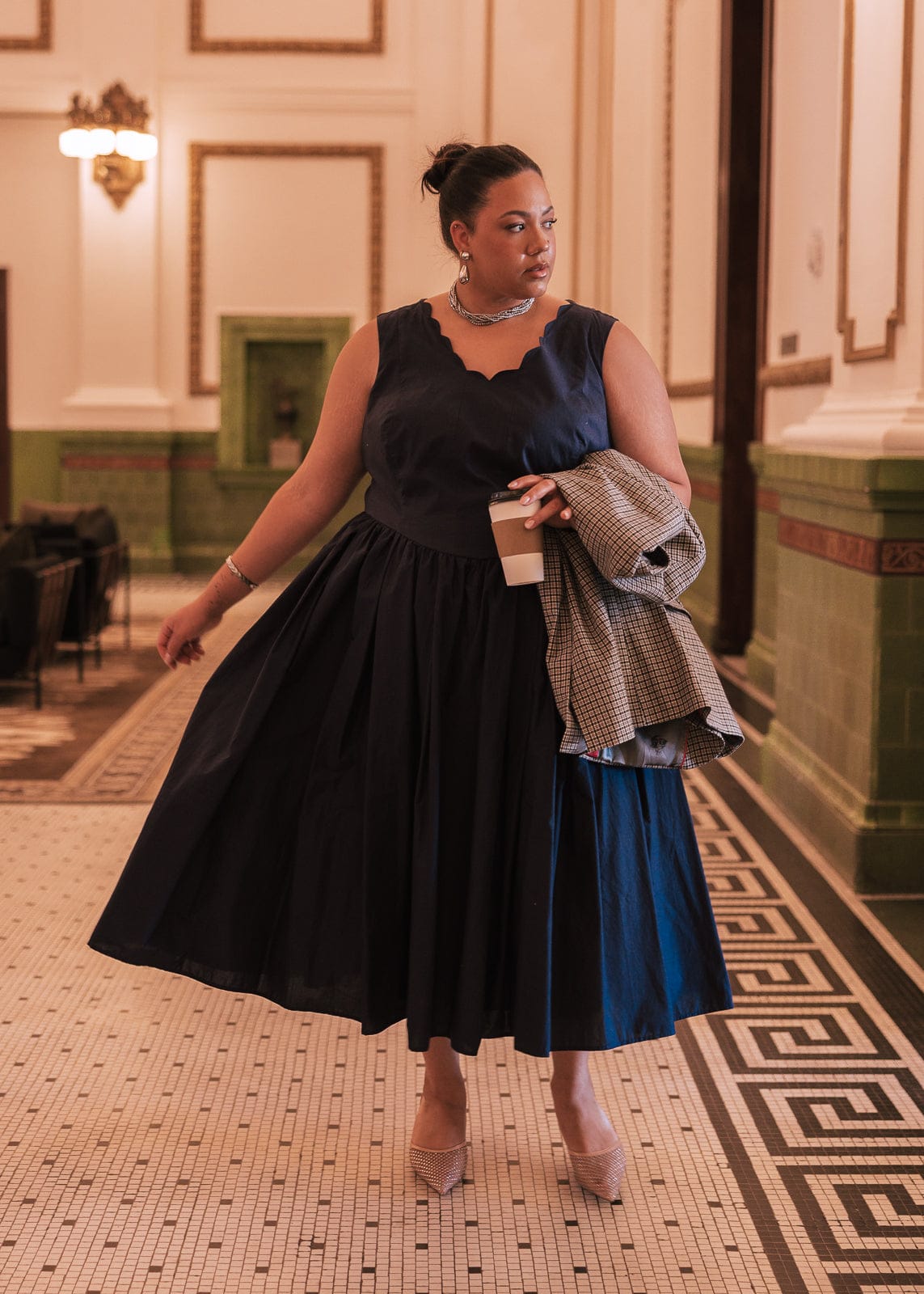 chic size inclusive model wearing JessaKae Nantucket Grove Dress