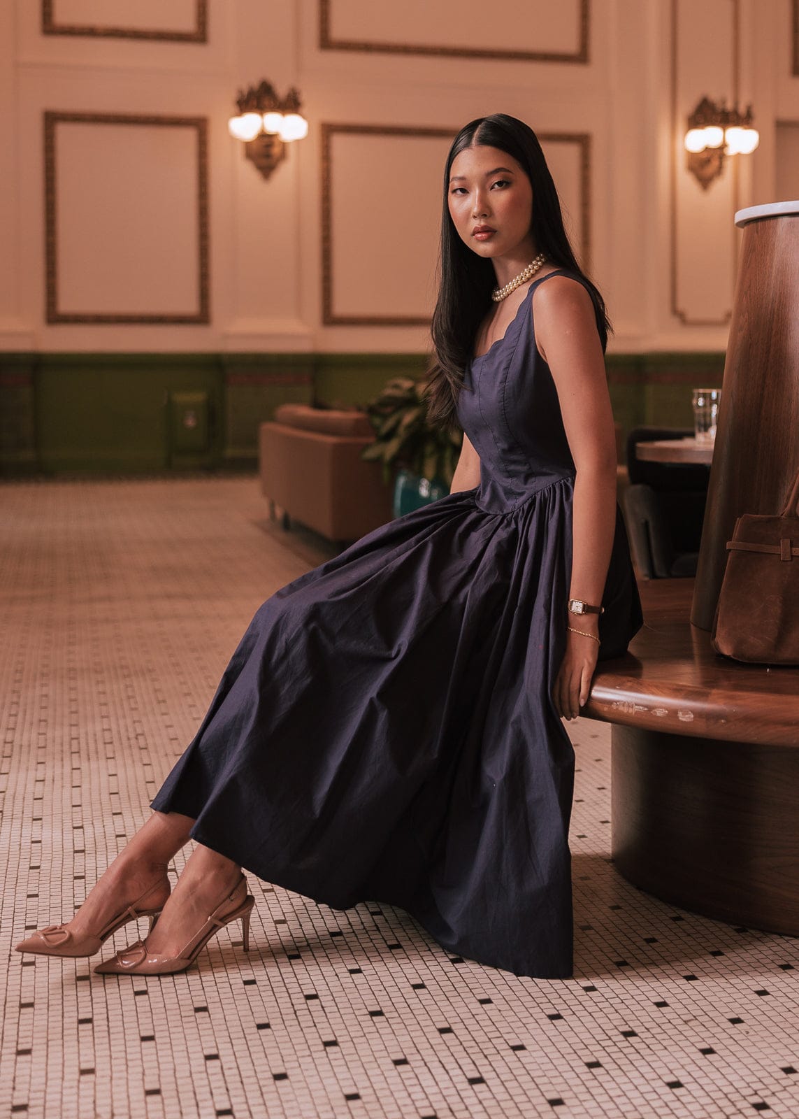 Nantucket Grove Scalloped Midi Work Dress - Navy | Occasion Dress in Sizes XXS6X | JessaKae Nantucket Grove Scalloped Midi Work Dress - Navy | Occasion Dress in Sizes XXS6X | JessaKae