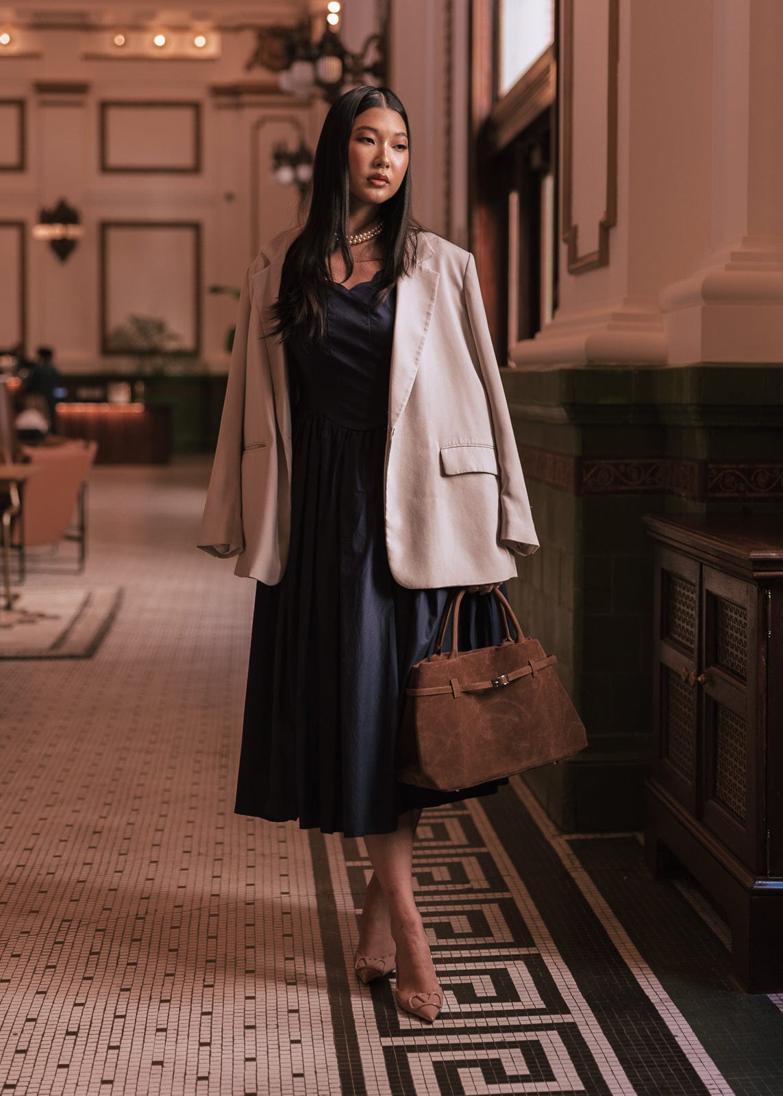 chic size inclusive model wearing JessaKae Nantucket Grove Dress