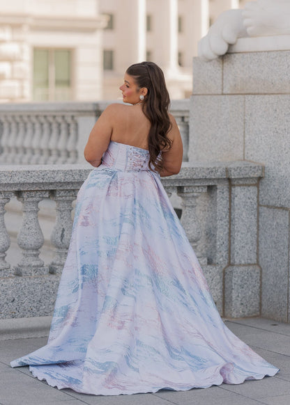 chic size inclusive model wearing JessaKae Nessa Dress