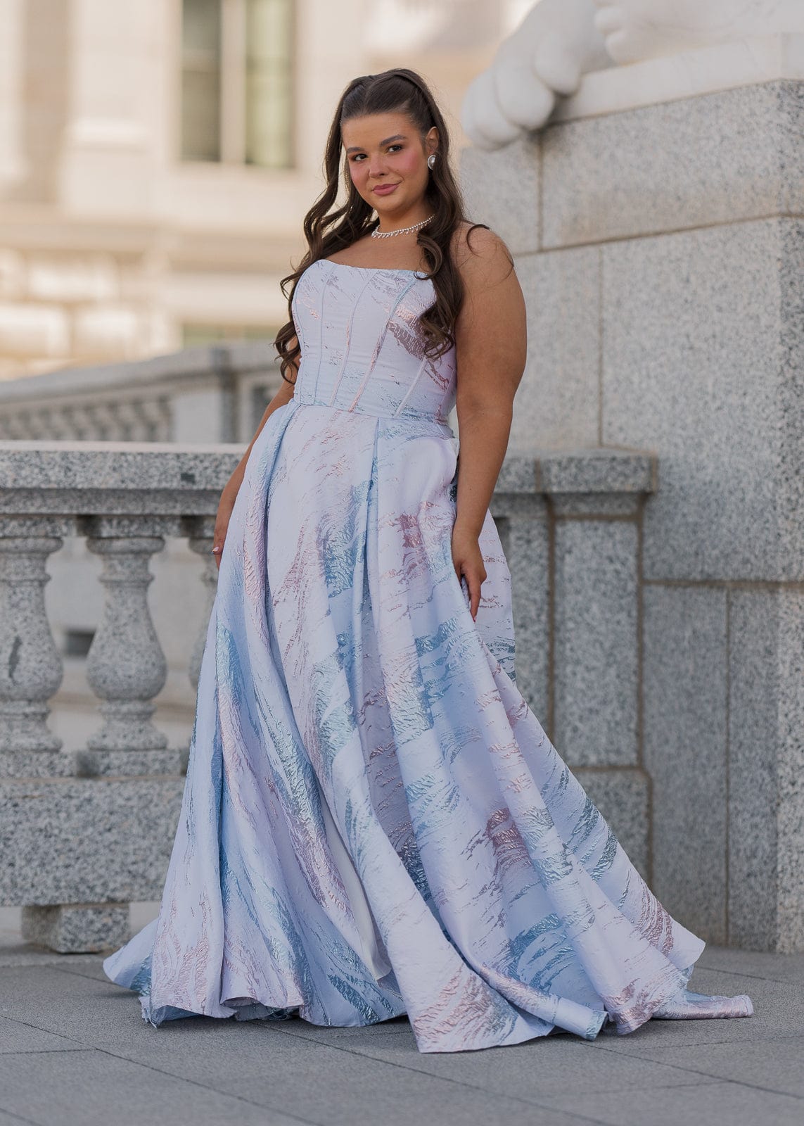 chic size inclusive model wearing JessaKae Nessa Dress