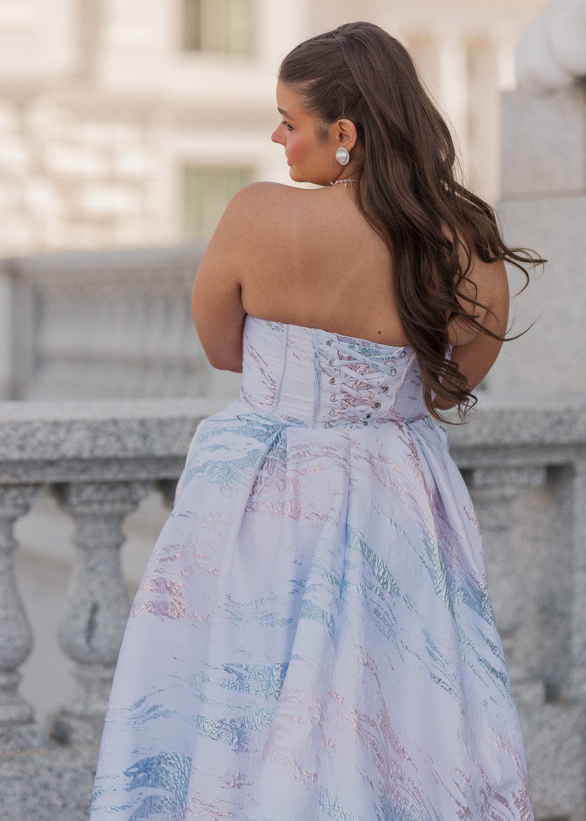 chic size inclusive model wearing JessaKae Nessa Dress