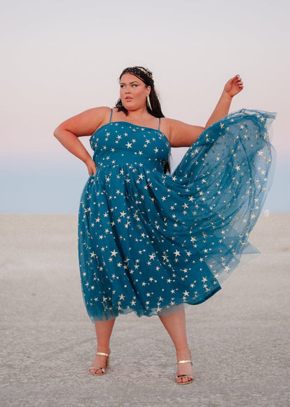 chic size inclusive model wearing JessaKae Night Sky Dress Dresses